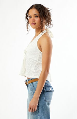 Isabel Floral Crochet Halter Top image number 4