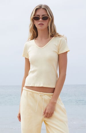 Yellow V-Neck Top image number 1