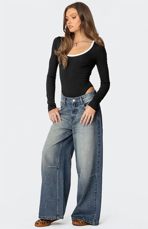 Contrast Scoop Neck Bodysuit image number 3