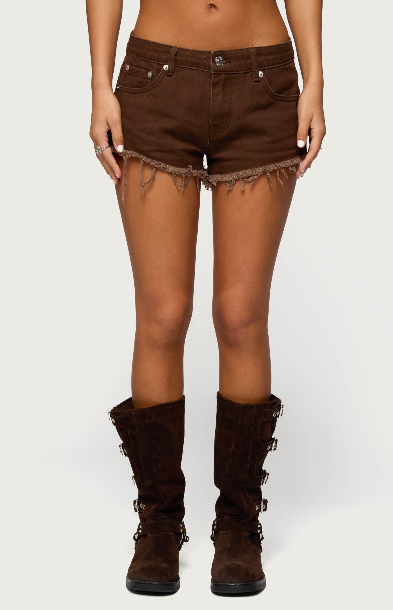 Edikted Josefina Low Rise Denim Shorts