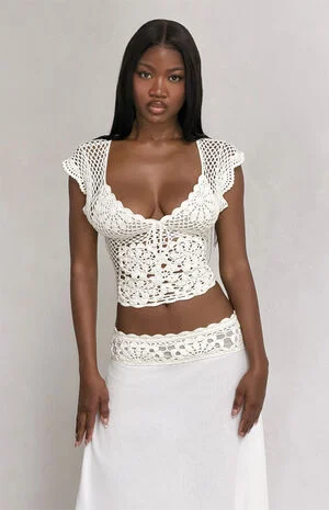 Sasha Scalloped Crochet Top image number 1
