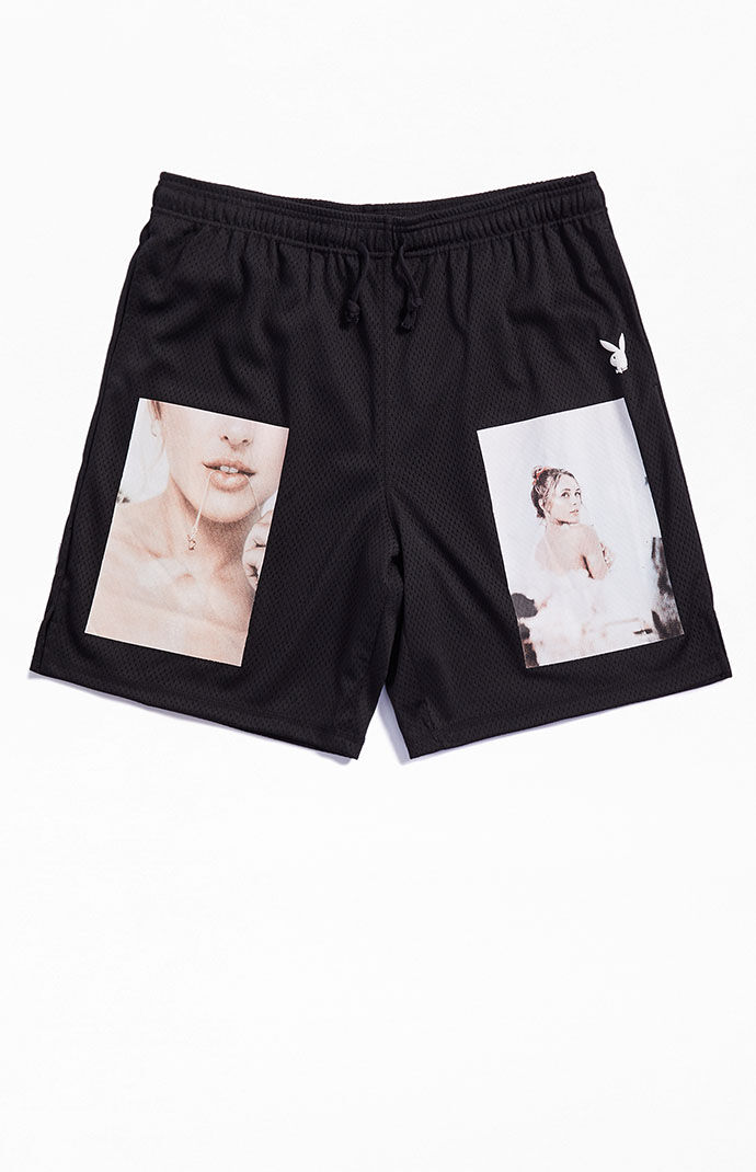 限定コラボ Playboy By PacSun ドローストリング デニムジョーツ Playboy By PacSun Head Shot Mesh Shorts | PacSun