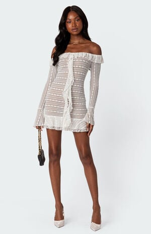 Textured Sheer Lace Mini Dress image number 1