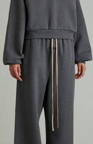 Women's Charcoal Heather Lounge Fleece Baggy Sweatpants image number 5
