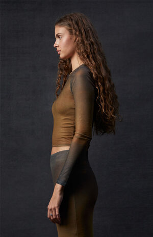 x PacSun Sunset Sky Mesh Long Sleeve Top image number 4