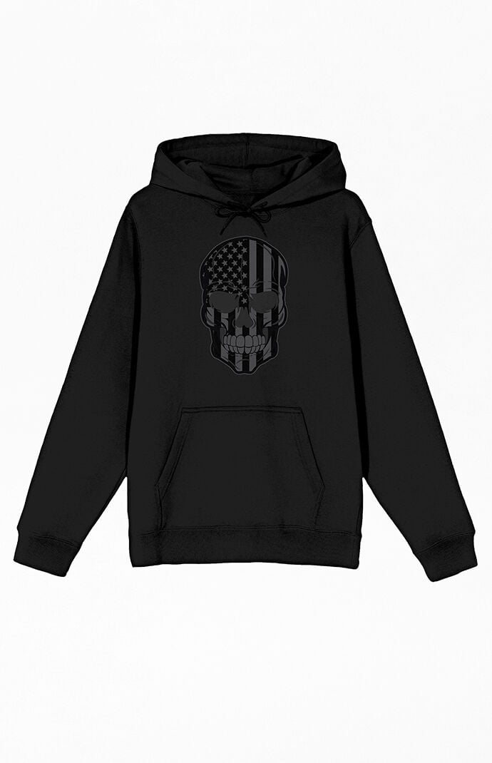 PacSun Skull With Monochrome American Flag Hoodie