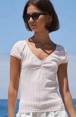 Heart Print Gina Cinched Top
