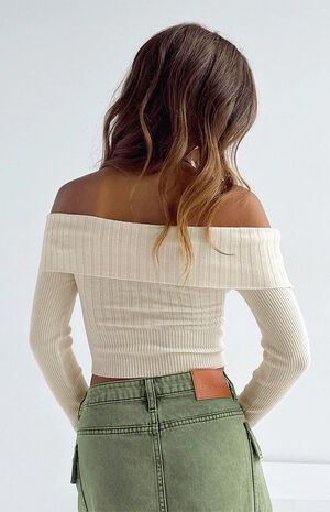 Cream Tagula Off-The-Shoulder Sweater image number 3