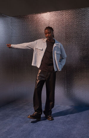 Black Vegan Leather Baggy Pants image number 1