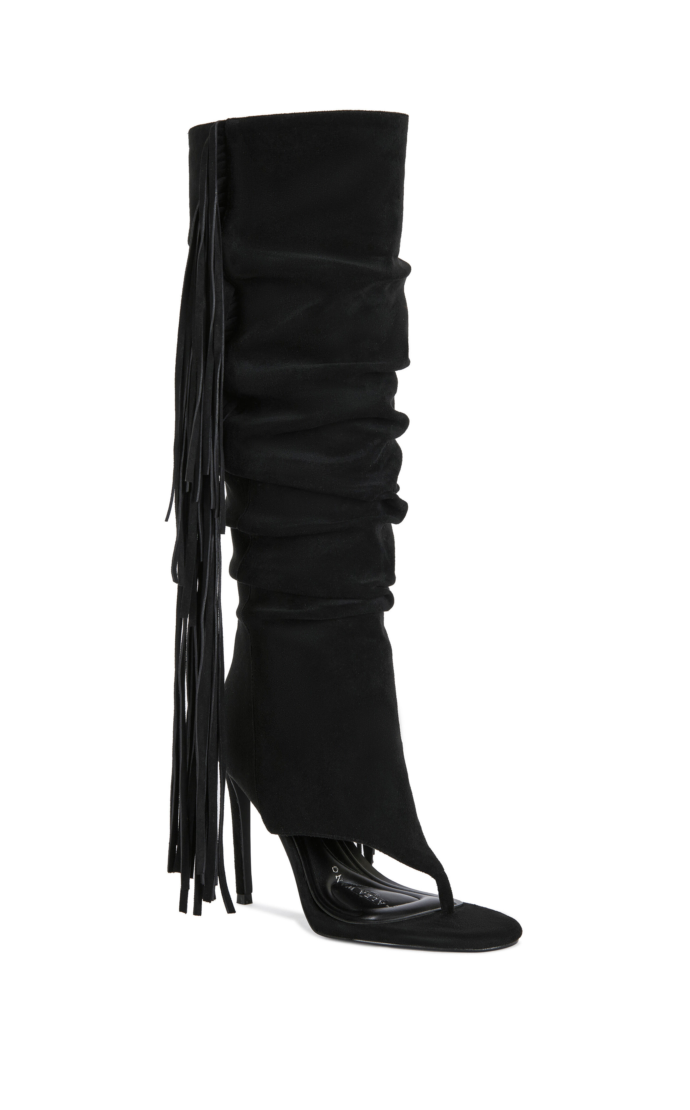 AZALEA WANG Women's Johanna Black Fringe Stiletto Booties
