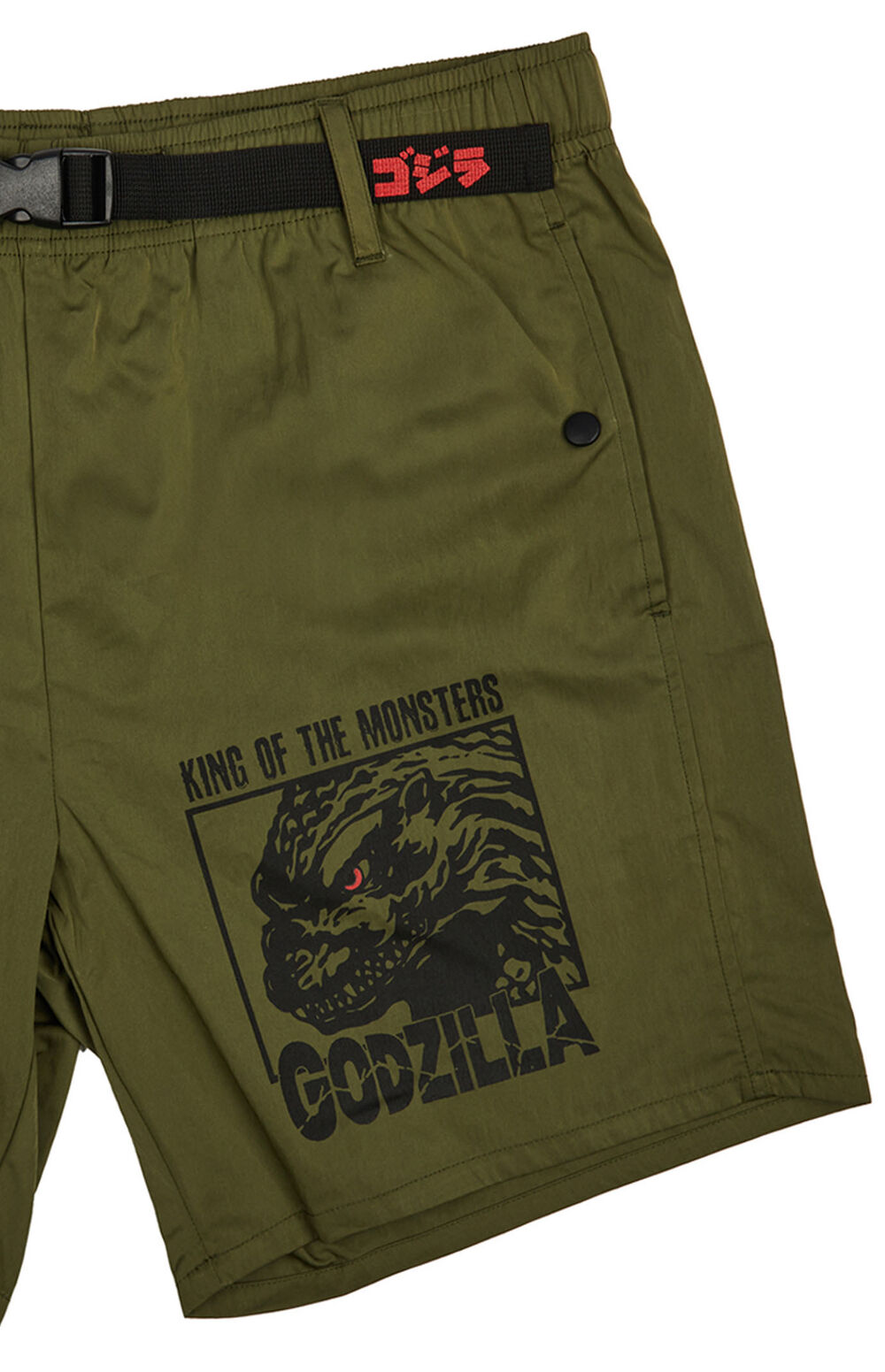 Godzilla Monster & Kanji Green Shorts | Pacsun