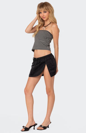 Keren Slitted Nylon Cargo Mini Skirt image number 3