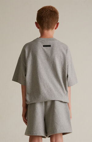 Kids Dark Heather Oatmeal Fleece Soccer Sweat Shorts image number 6