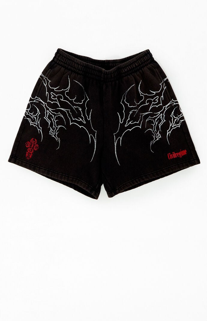 Civil Black Sin Fleece Sweat Shorts | PacSun