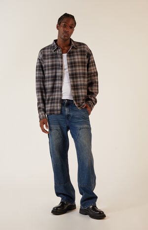 Gray Washed Flannel Shirt image number 4