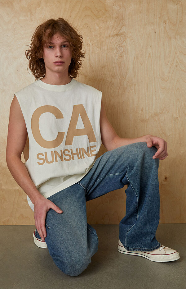 Pacsun Cream Sunshine Muscle Tank Top
