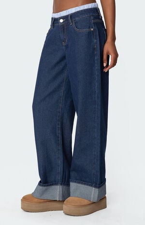 Striped Boxer Detail Low Rise Jeans image number 4