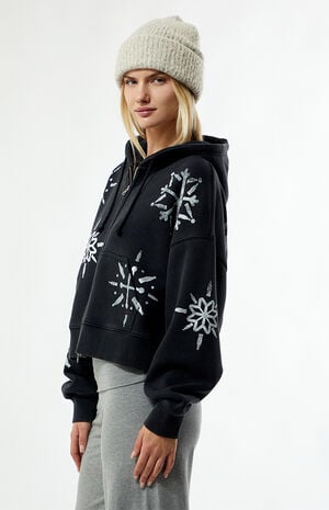 by Pacsun Holiday Snowflake Zip Up Cropped Hoodie image number 3