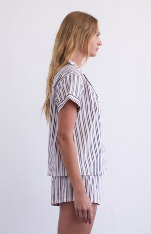 Striped Short Sleeve Pajama Shirt image number 3