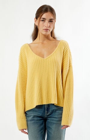 Ginger V-Neck Fuzzy Sweater image number 2
