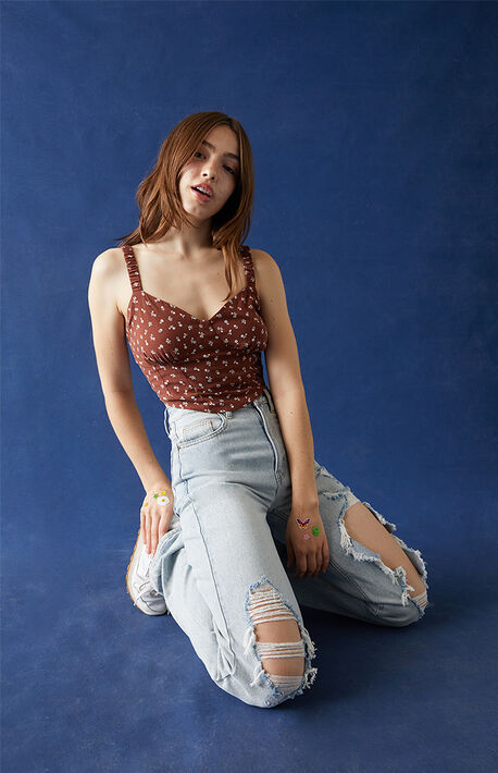 Notched Corset Tank Top