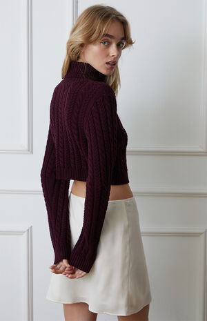 Bailey Cable Knit Cropped Sweater image number 4