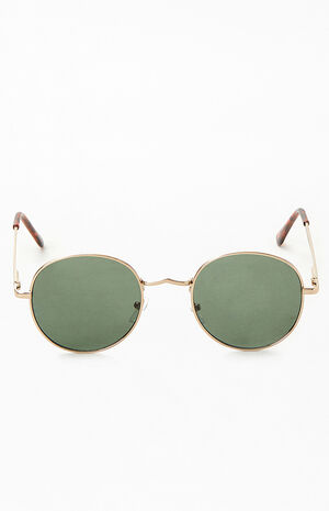 Gold Round Metal Frame Sunglasses image number 2