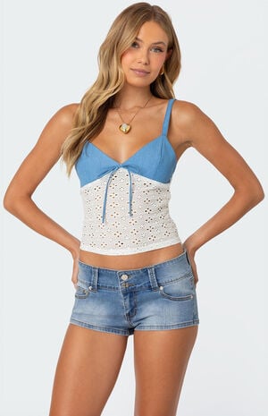 Denim & Eyelet Tank Top image number 1