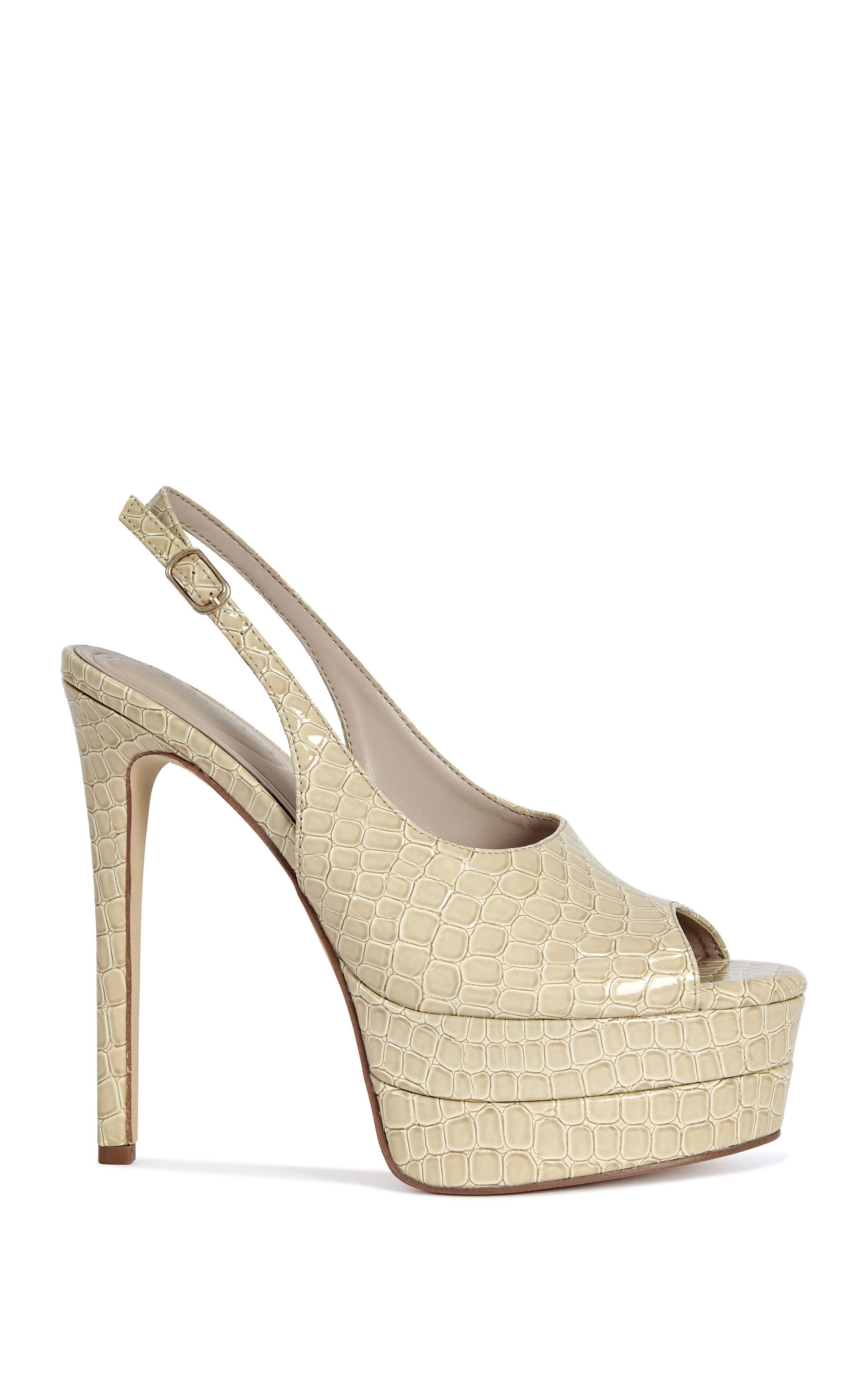 AZALEA WANG Women's Exactly Taupe Croc Stiletto Pumps
