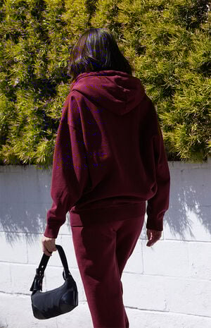 Burgundy Full Zip Hoodie image number 4