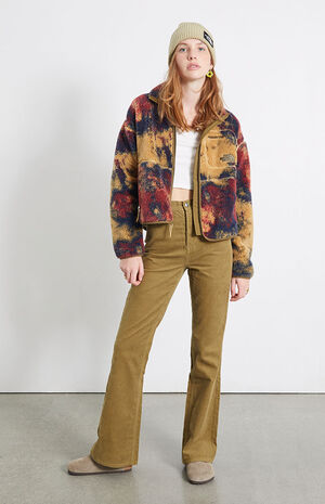 Green Corduroy High Waisted Bootcut Jeans image number 1