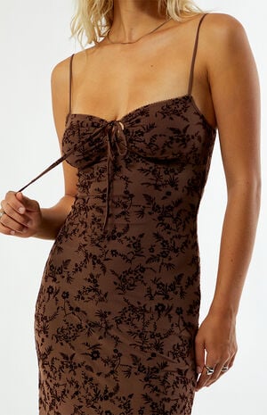 Hazel Burnout Velvet Floral Midi Dress image number 2