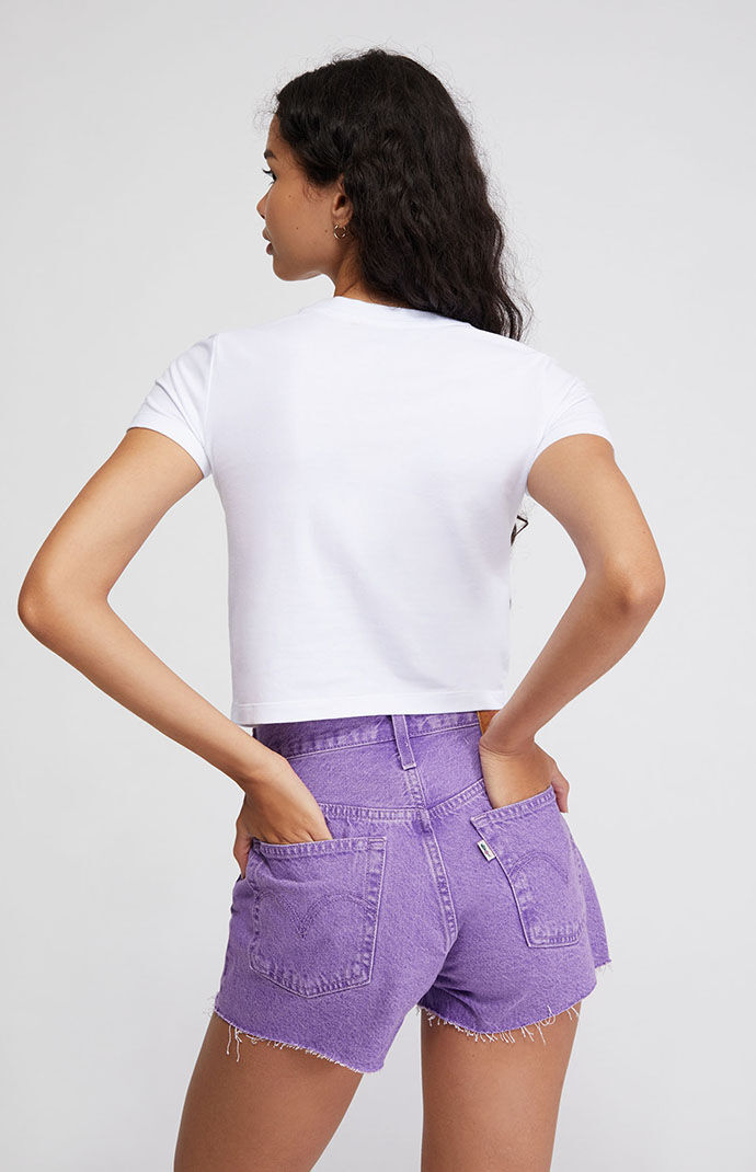 Lavender denim shorts store