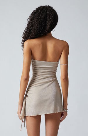 Shine Cinched Strapless Mini Dress image number 4