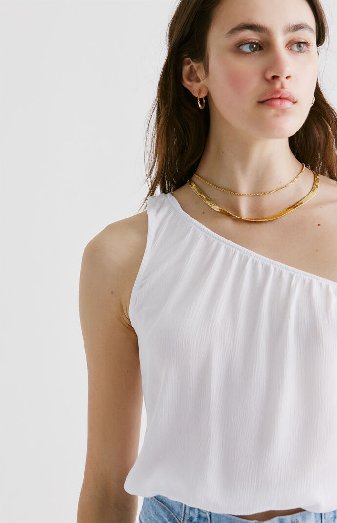 Bubble Hem One Shoulder Top