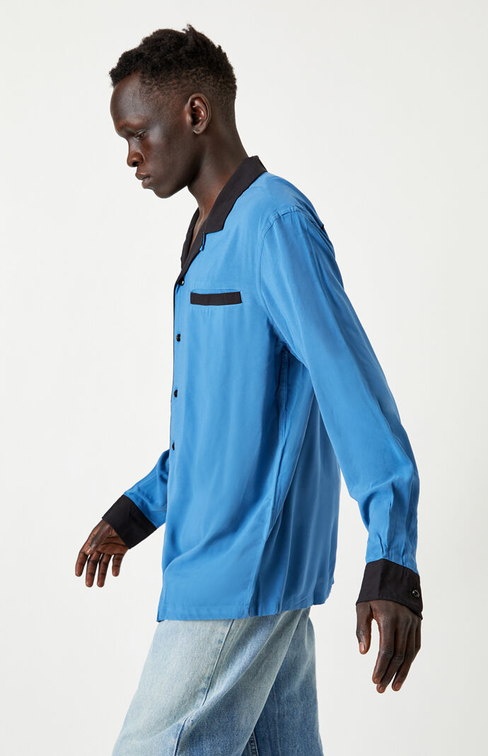 Blue & Black Resort Button Up Shirt