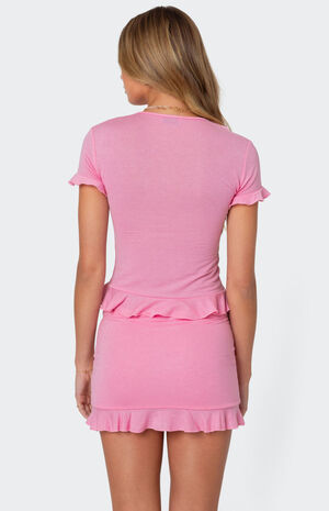 Loullie Split Front Ruffled Top image number 4