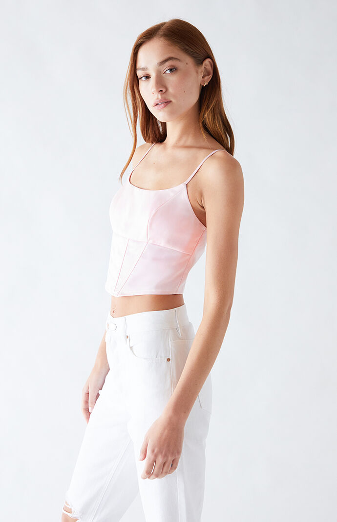 LA Hearts Satin Corset Tank Top at