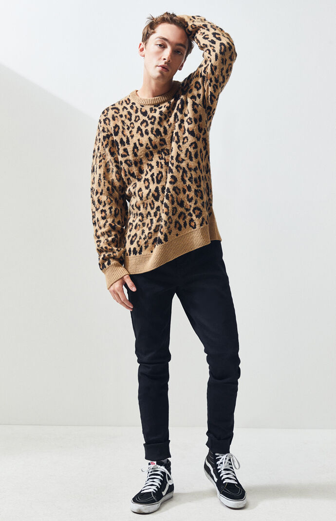 animal print crew neck sweater