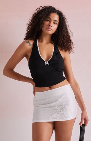 Embroidered Micro Mini Skirt