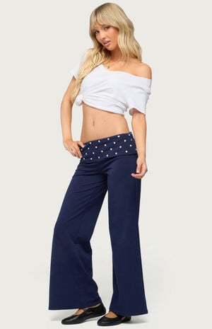 Petite Reeva Polka Dot Foldover Pants image number 4