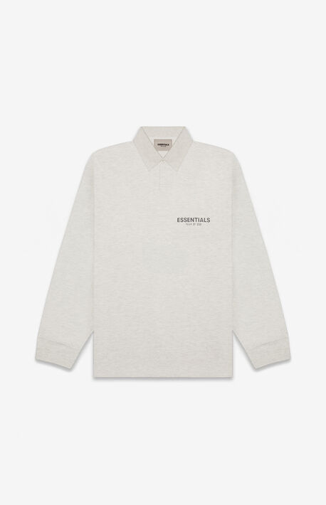 Essentials Oatmeal Long Sleeve Polo Shirt