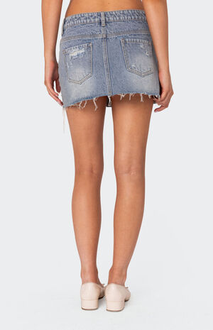 Ginnie Low Rise Distressed Denim Mini Skirt image number 5