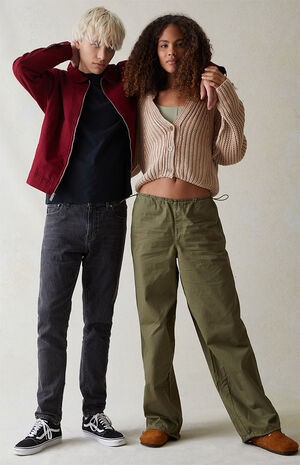 Green Low Rise Parachute Pants image number 6