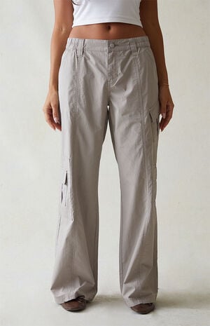 Gray Low Rise Puddle Pants image number 3