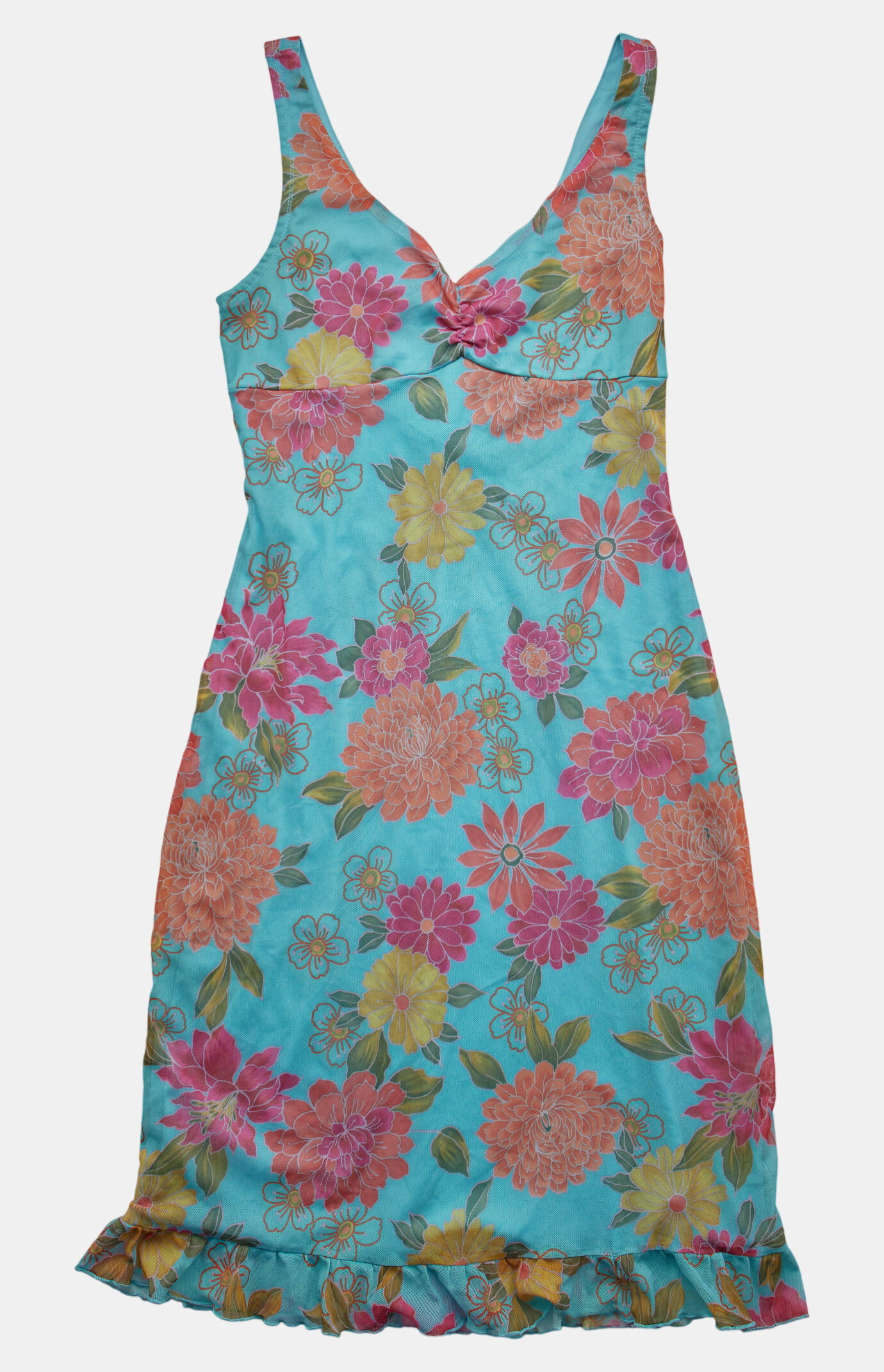 PS VINTAGE 2000s Floral Midi V-Neck Dress