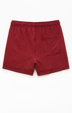 Maroon Solid Seersucker 4.5" Swim Trunks image number 2