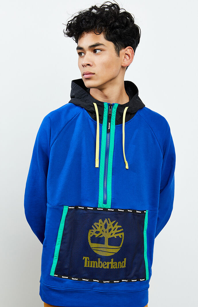 Mesh Mixed Media Half Zip Hoodie