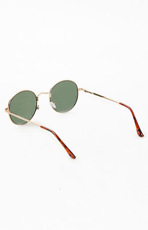 Gold Round Metal Frame Sunglasses image number 3