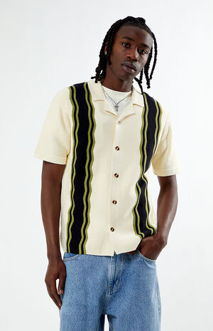 Cream Jacquard Button Down Shirt image number 1